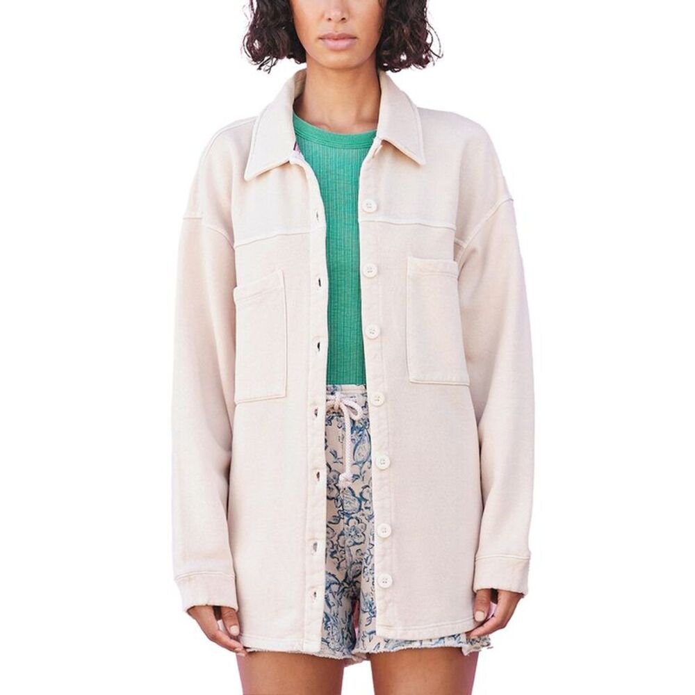 Sundry Cream Button-Front Overshirt Jacket